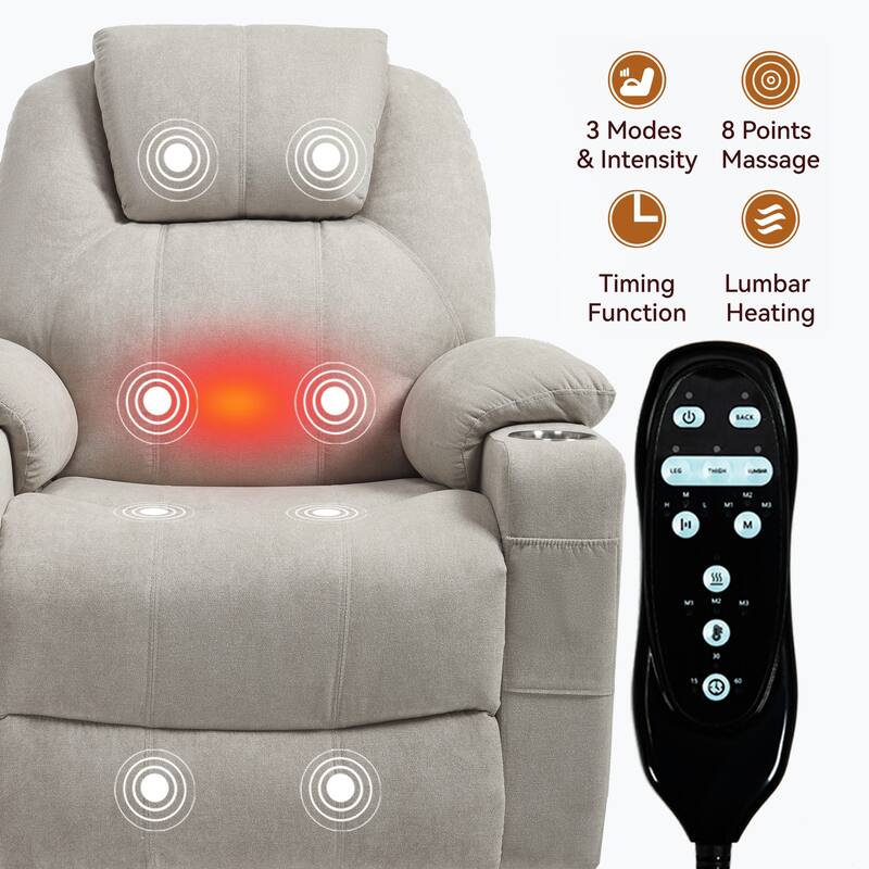 Up to 350 LBS polyester Power Lift Recliner Chair, Heavy Duty Motion Mechanism with 8-Point Vibration Massage