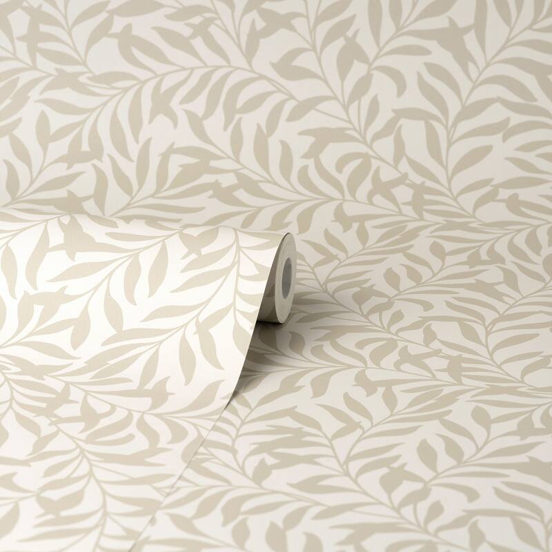 Brewster Salix Beige Leaf Wallpaper