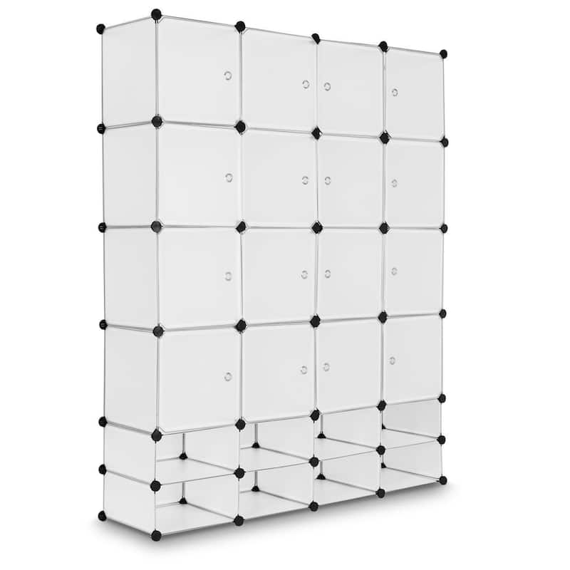 Costway DIY 24 Cube Portable Clothes Wardrobe Cabinet Closet Storage - 57.5''L x 14.6'' W x 71.3''H