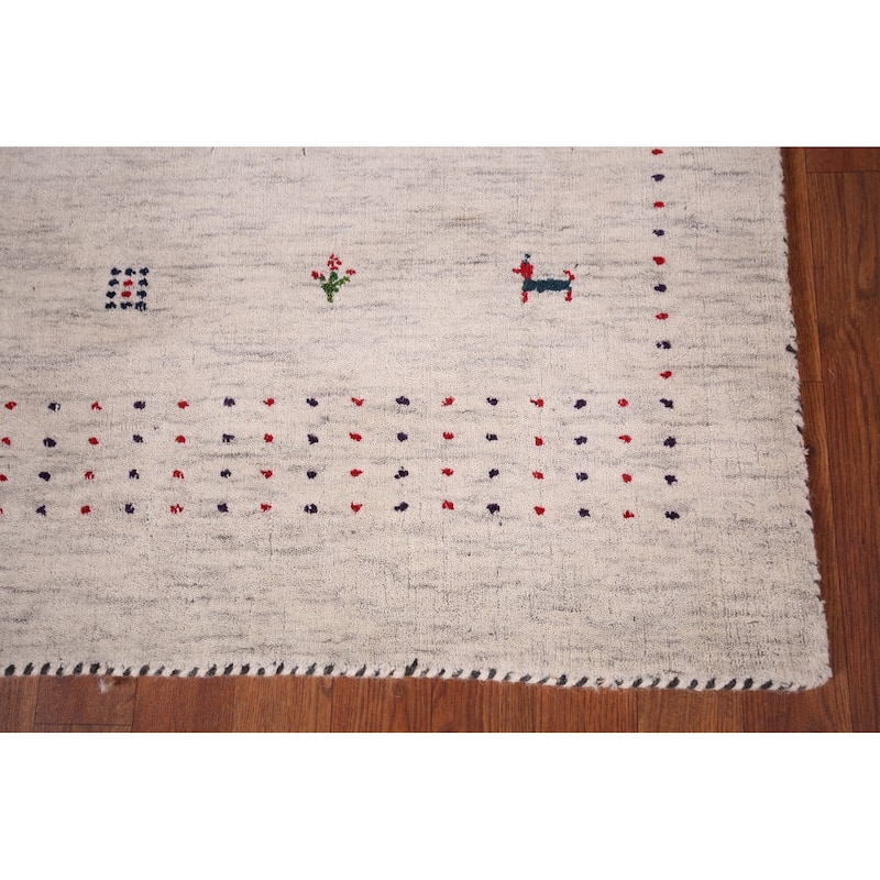 Tribal Animals Gabbeh Oriental Area Rug Hand-Knotted Wool Carpet - 3'11"x 5'10"
