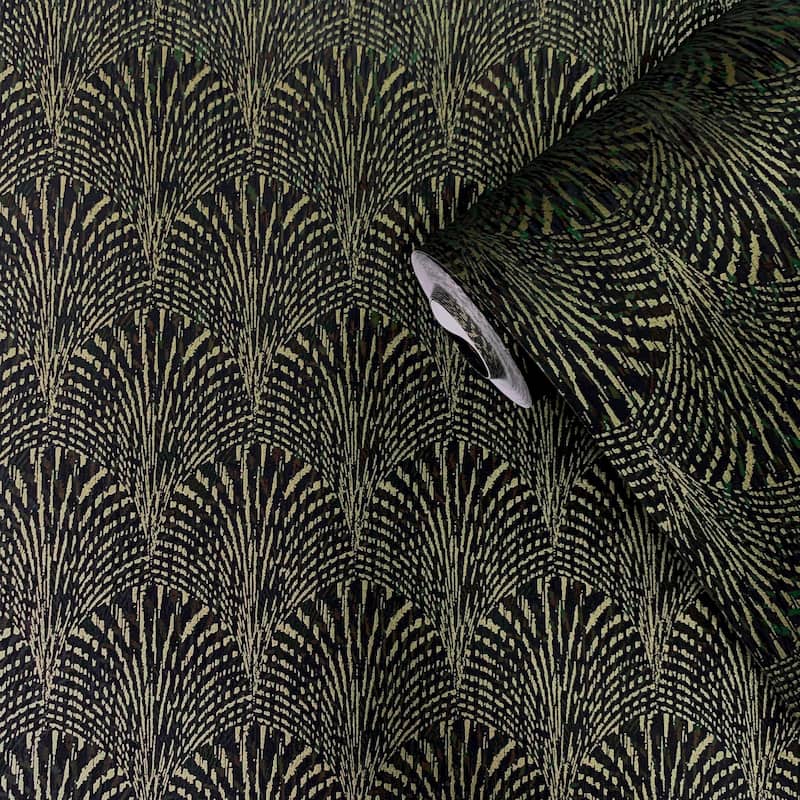 Galerie Wallcoverings Boutique Geometric Fan Non-woven Metallic Wallpaper Roll