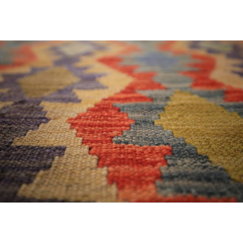 Kilim Oriental Area Rug Living Room Flatweave Wool Carpet - 8'2" x 9'8"