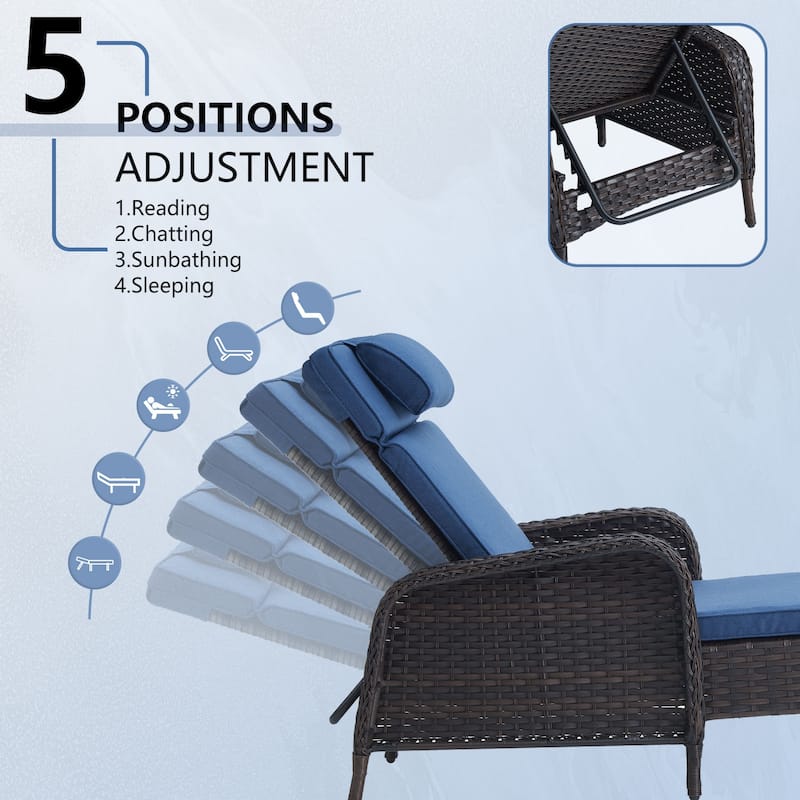 Patio Chaise Lounge with Cushion