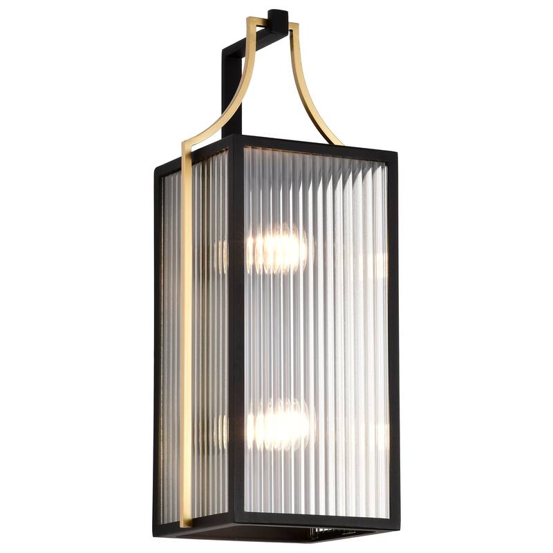 Holden Large Outdoor Lantern Gold and Black Finish Clear Glass - Black / Gold