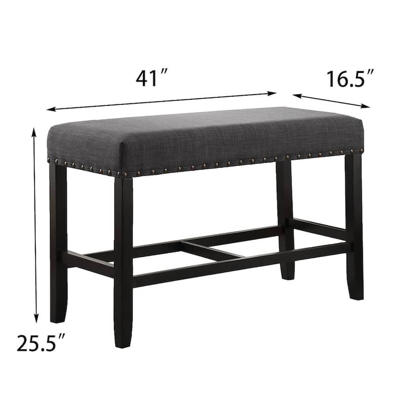 Fabric Counter Height Dining Bench with Nailhead Trim