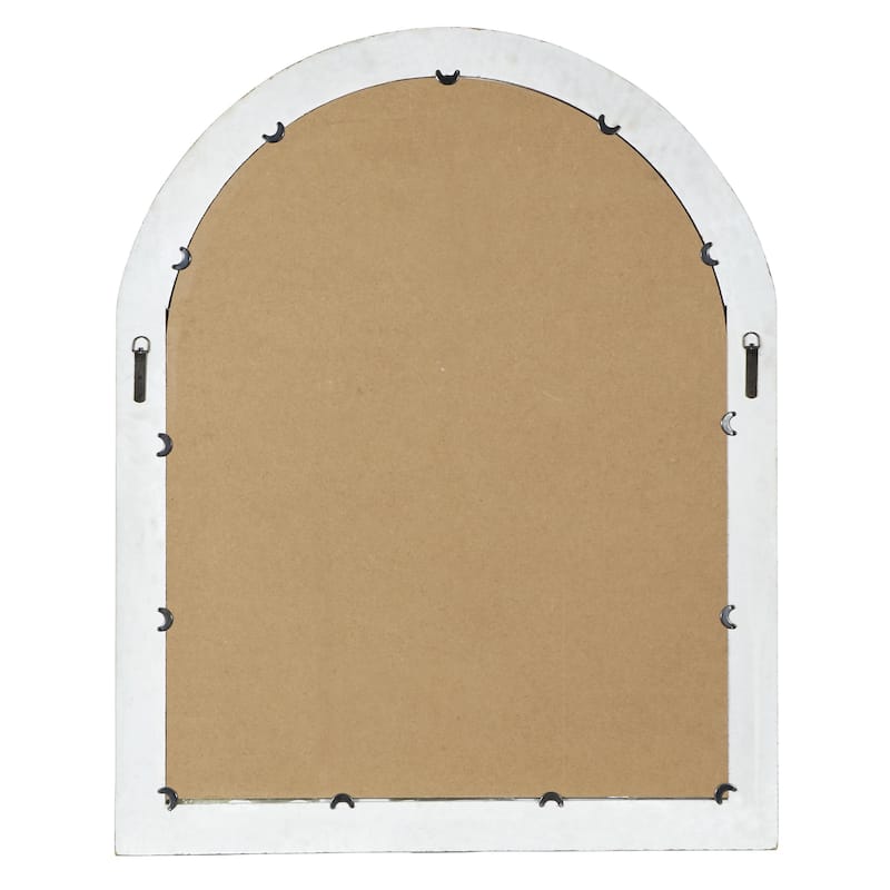 Wood Window Pane Inspired Room Wall Mirror with Arched Top - Cream - Roche River Decor