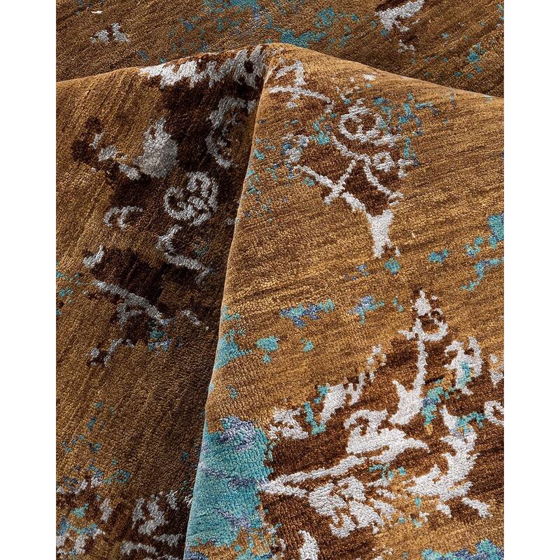 Ikat One-of-a-Kind Hand-Knotted Area Rug - Brown, 9' 0" x 12' 1" - 9' 0" x 12' 1"