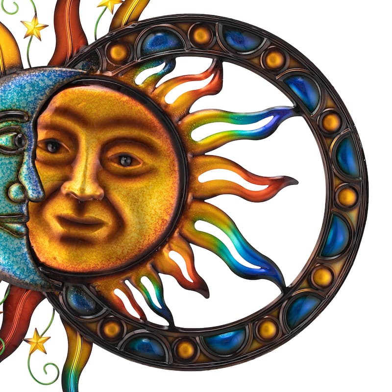 Glitzhome 33.5"L Metal Sun and Moon Wall Décor