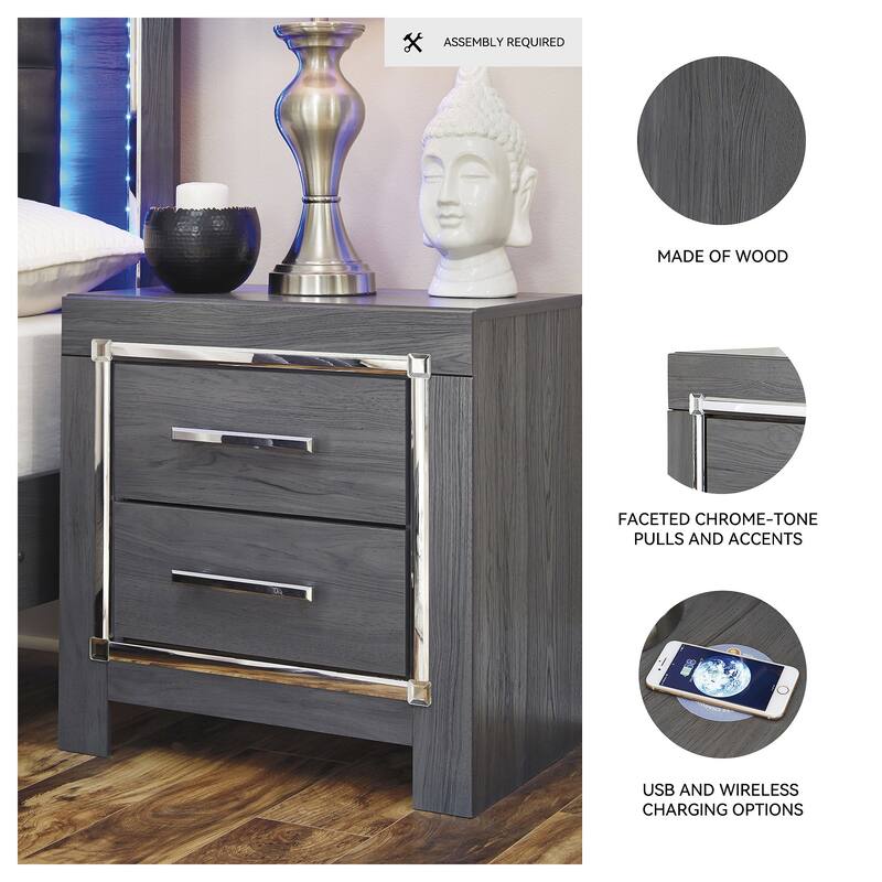 Lodanna Two Drawer Night Stand - Contemporary Style - Gray