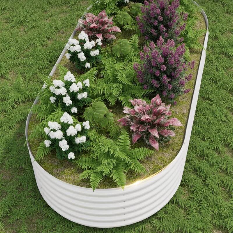 10x4x1.5ft 2Pcs Galvanized Raised Garden Bed Planter Boxes Outdoor, Off-White for Vegetables, Fruits, Flowers, Herbs - N/A