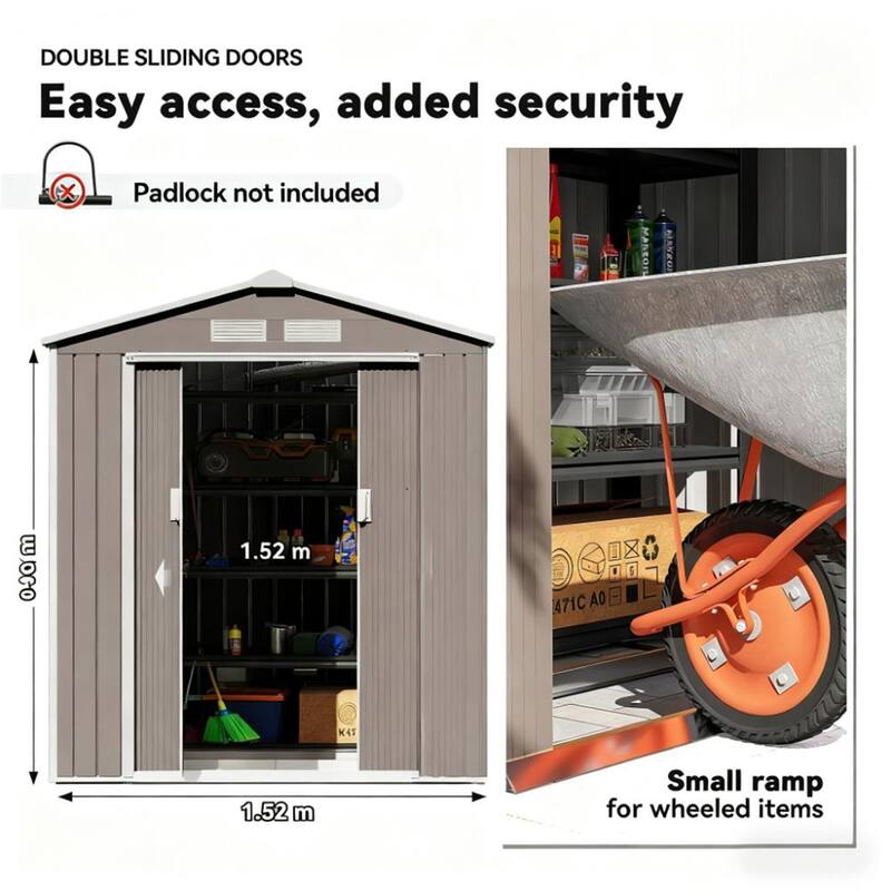 Garden Outdoor Storage Shed Metal Garden Tool with Sloped Roof
