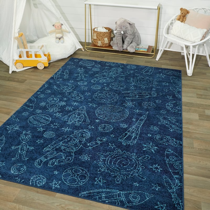 Taylor & Olive Space Rockets Kids Area Rug