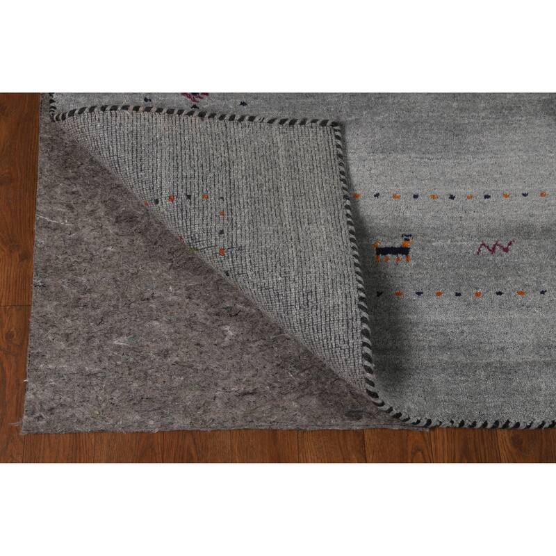 Hand Knotted Oriental 100% Wool Carpet Tribal Tribal Greys & Charcoal Gabbeh Area Rug - 7' 9'' X 4' 11''