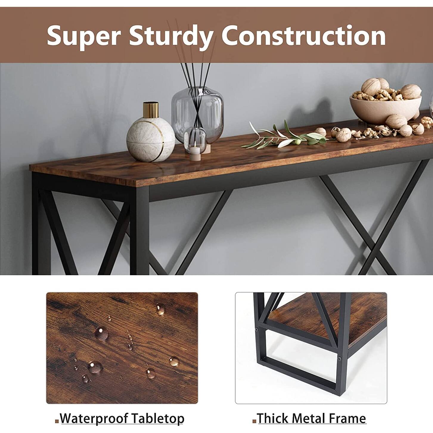 70.9 Inch Extra Long Console Table Narrow Sofa Table Bed Bath