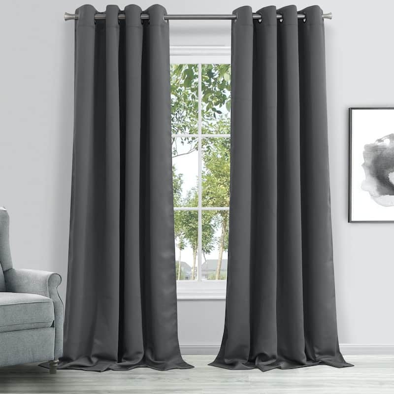 Dainty Home Hamden Blackout Thermal Insulated Grommet Single Panel Extra Wide Curtains - 54" x 84" - Charcoal