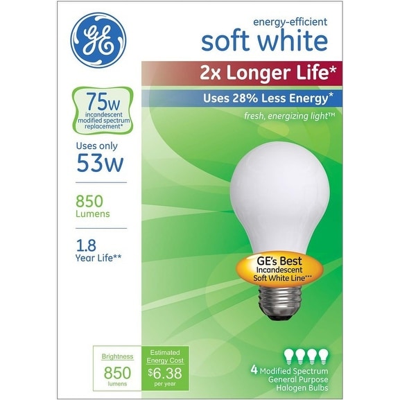 Ge Lighting 70335 Halogen Light Bulb Soft White 53 Watts 4 Pack Ge Lighting 70335 Halogen Light Bulb Soft White 53 Watts 4 Pack