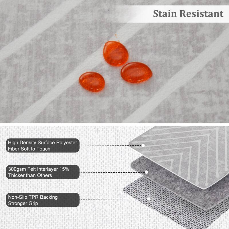 Modern Geometric Area Rug Farmhouse Stripe Area Rug Living Room Stain Resistant Non-Slip Carpet for Bedroom Dining Room