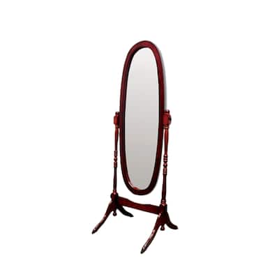 HomeRoots 59" Painted Oval Cheval Standing Mirror Freestanding With Frame - 20