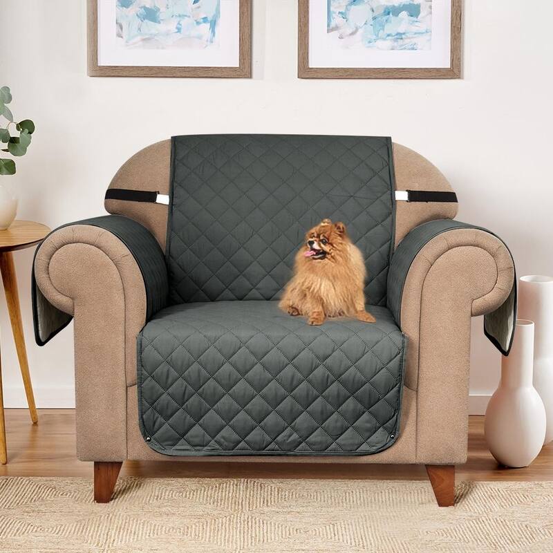 Subrtex Reversible Sofa Slipcover with Elastic Straps Furniture Protector for Pet - Chair - Grey