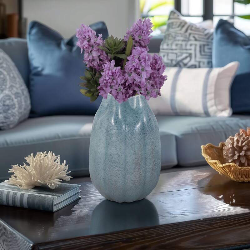 Sagebrook Home Glass Sea Urchin Vase, Blue, Bud - 9" x 9" x 14"