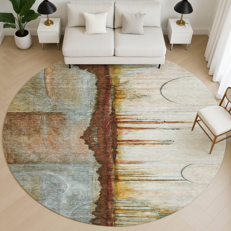 Premium Washable Super Soft Contemporary Melt Mayfield Rug - Rust - 8' x 8'