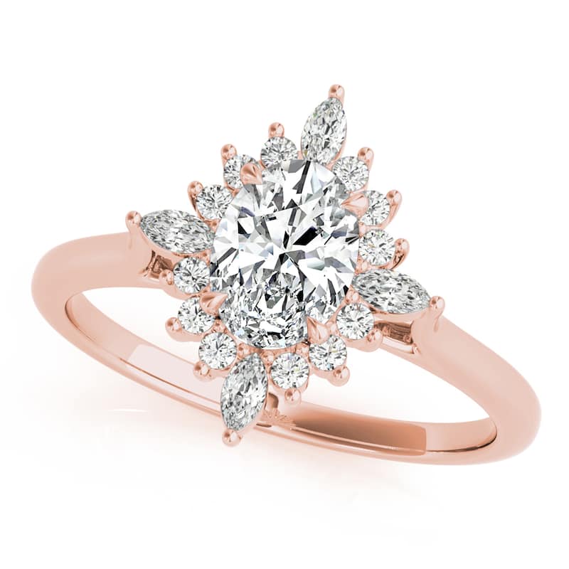 Auriya 14k Rose Gold Lab Grown Oval Diamond Halo Engagement Ring 0.50 to 5.00 ct. tw. (F-G VS) - 1.25 ct. center - 9