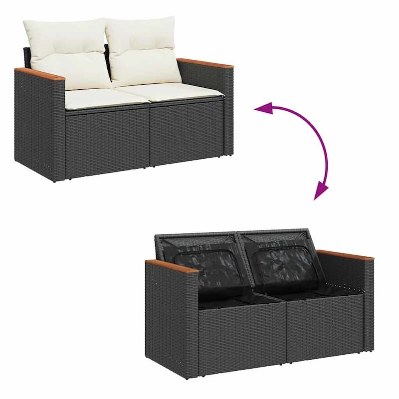vidaXL Patio Sofa Set with Cushions Outdoor Conversation Furniture Poly Rattan