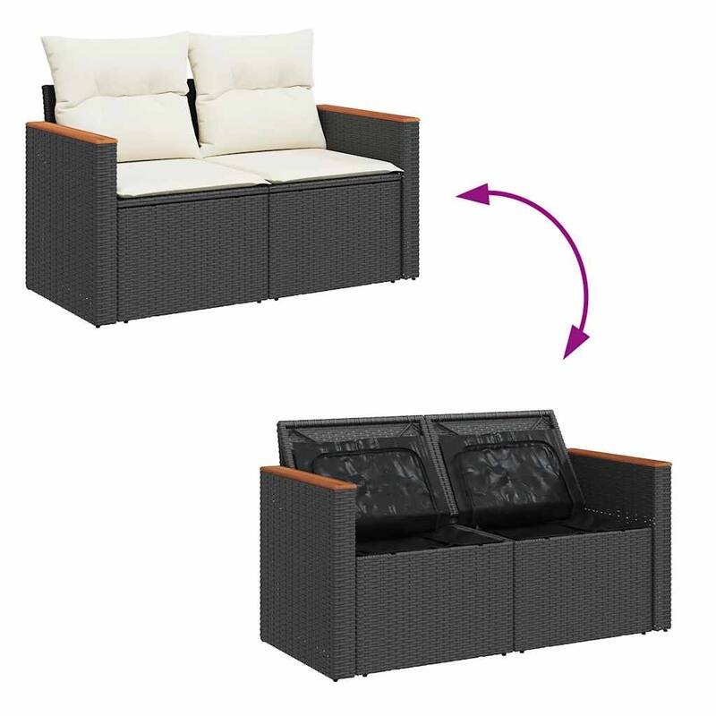 vidaXL Patio Sofa Set with Cushions Outdoor Furniture 4 Piece Poly Rattan