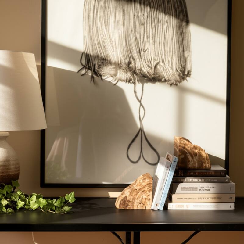 Modern Natural Wood Grain Book Ends -6", Brown - 6" x 2" x 6" - 6" x 2" x 6" - Brown