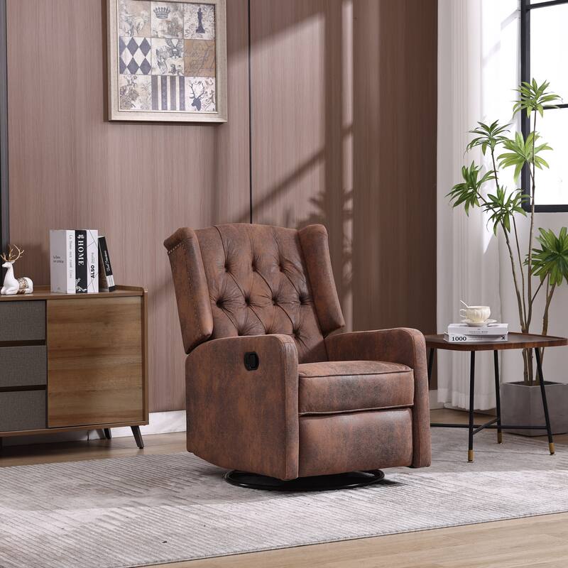 Swivel Glider Rocking Recliner Chair with 360° Rotation & Adjustable Recline