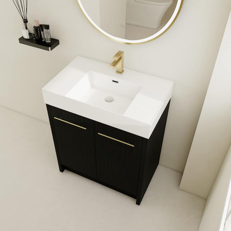 Bathroom Vanity With Sink In 24/30/36 Inch, Freestanding Bathroom Vanity With Soft Close Door and Adjustable Shelf