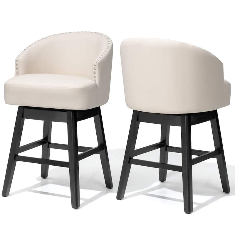 26.4''/31.9"H Faux Leather Upholstered Solid Wood Swivel Bar Stools / Counter Stools