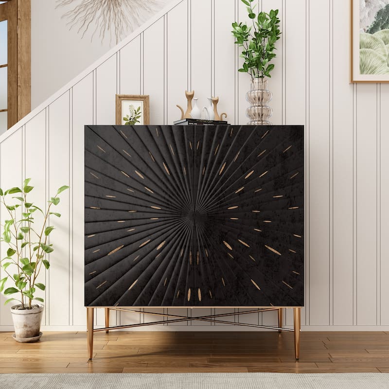 2 Door Vintage Accent Cabinet - Black