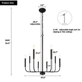 Starsky 8-Light Traditional Classic Candle-Style Chandelier Mid-Century Modern Farmhouse