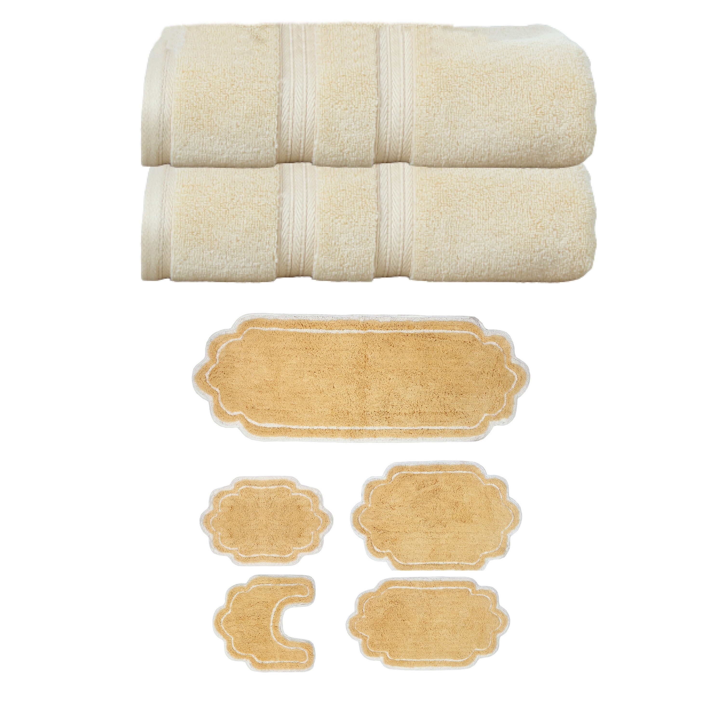 Home Weavers Allure Collection 100% Soft Cotton Super Absorbent 2 Pcs Bath Towel Set & 5 Pc Bath Rug Set, Machine Wash(Set of 7)