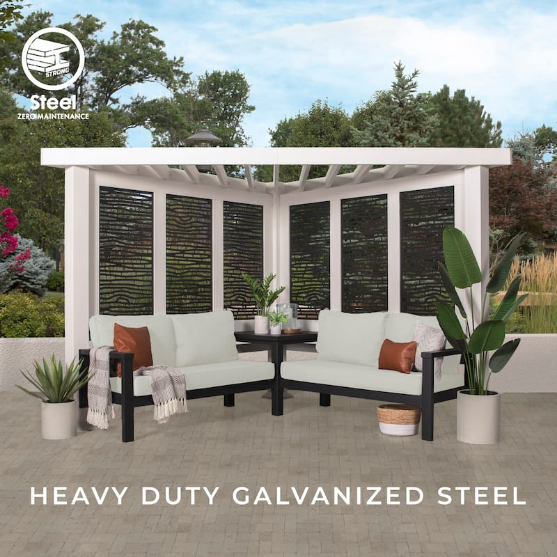 Backyard Discovery Ridgedale 12x8 Steel Cabana Corner Pergola, Seating
