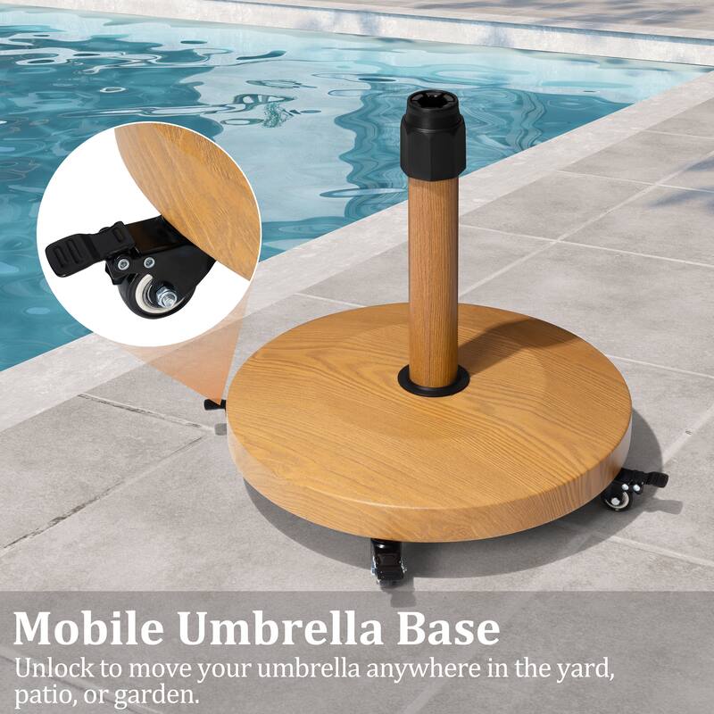 55lbs Round Concrete Market Umbrella Base With Wheels - N/A