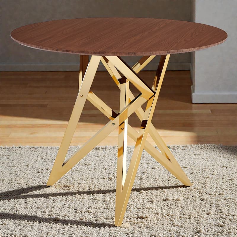 37 Inch Round Dining Table with Metal Legs, Small Kitchen Table for 2 to 4 People, Modern Space Saving Design