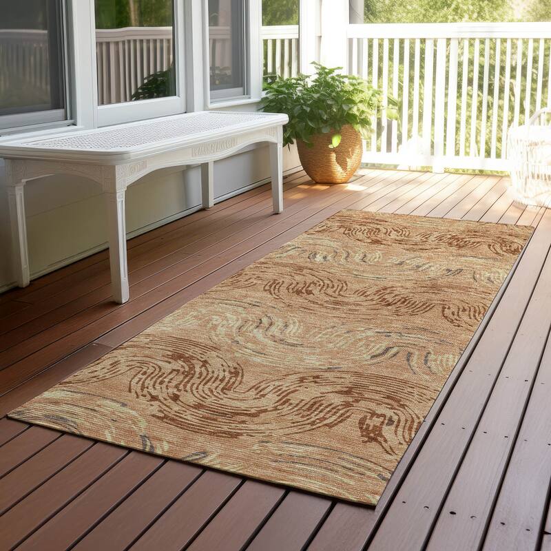 Machine Washable Indoor/ Outdoor Modern Ari Chantille Rug - Copper - 2'3" x 7'6"