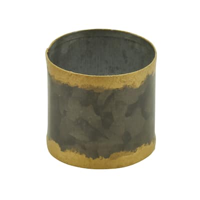 Galvanized Napkin Rings With Gold Rim (Set of 4) - Graphite