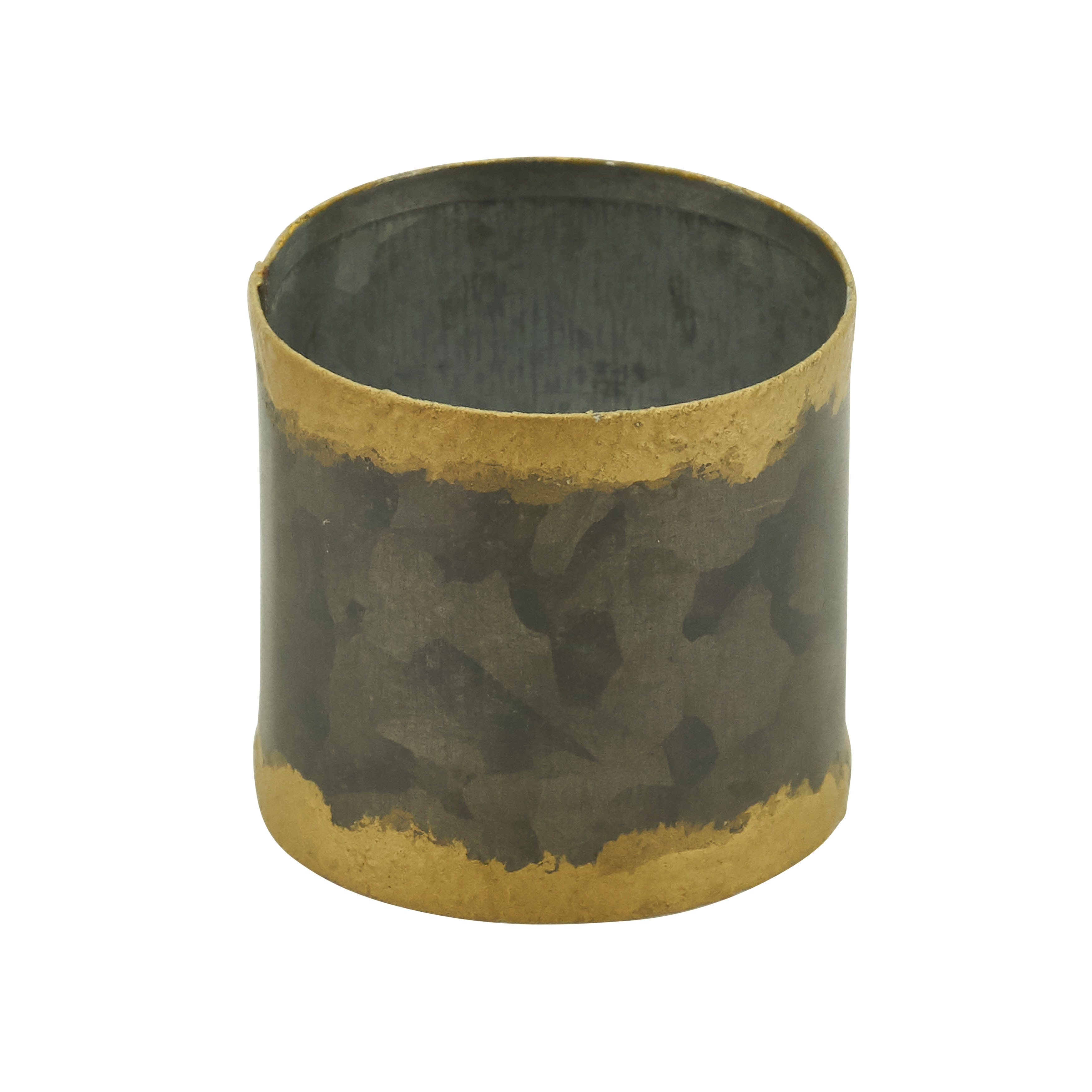 Saro Lifestyle Gold Rim Galvanized Napkin Rings Graphite Set of 4