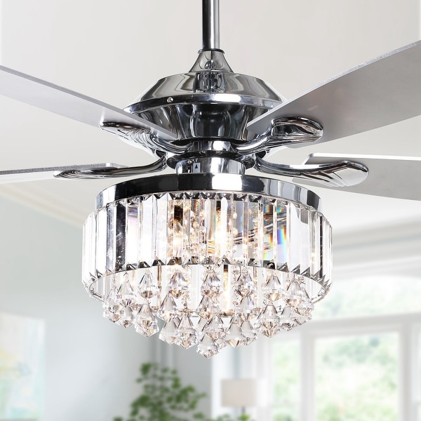 Shop Modern 52-inch Chrome and Crystal Ceiling Fan with ...