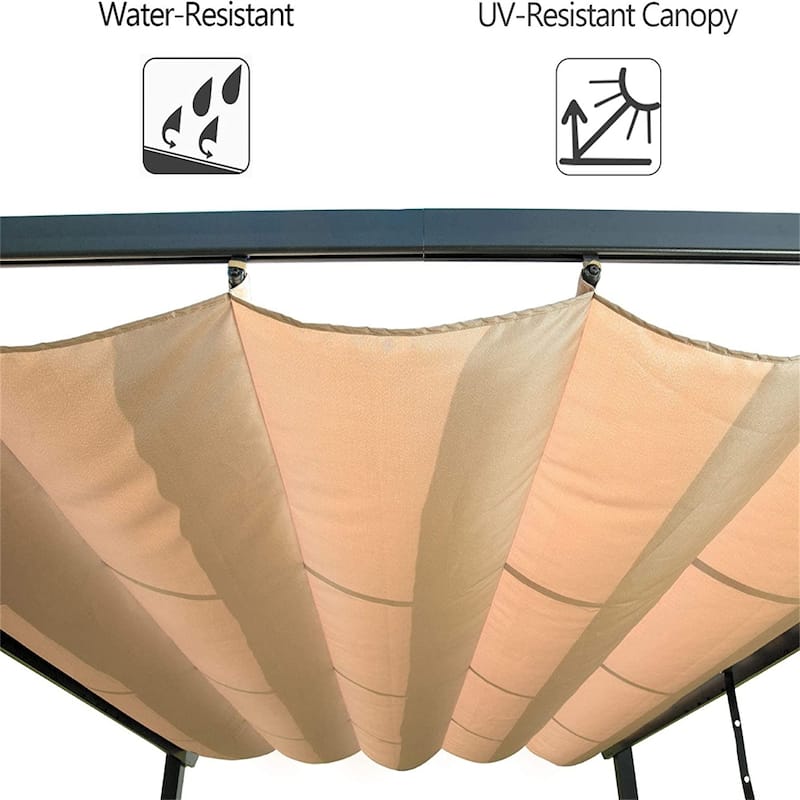 [11X16FT] Outdoor Retractable Backyard Aluminum Metal Pergola Gazebo With Roof (SAK16804)