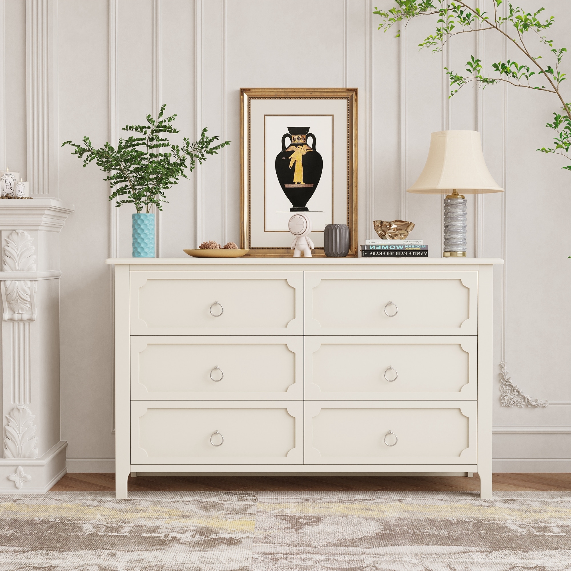 Extra wide white sale nightstand