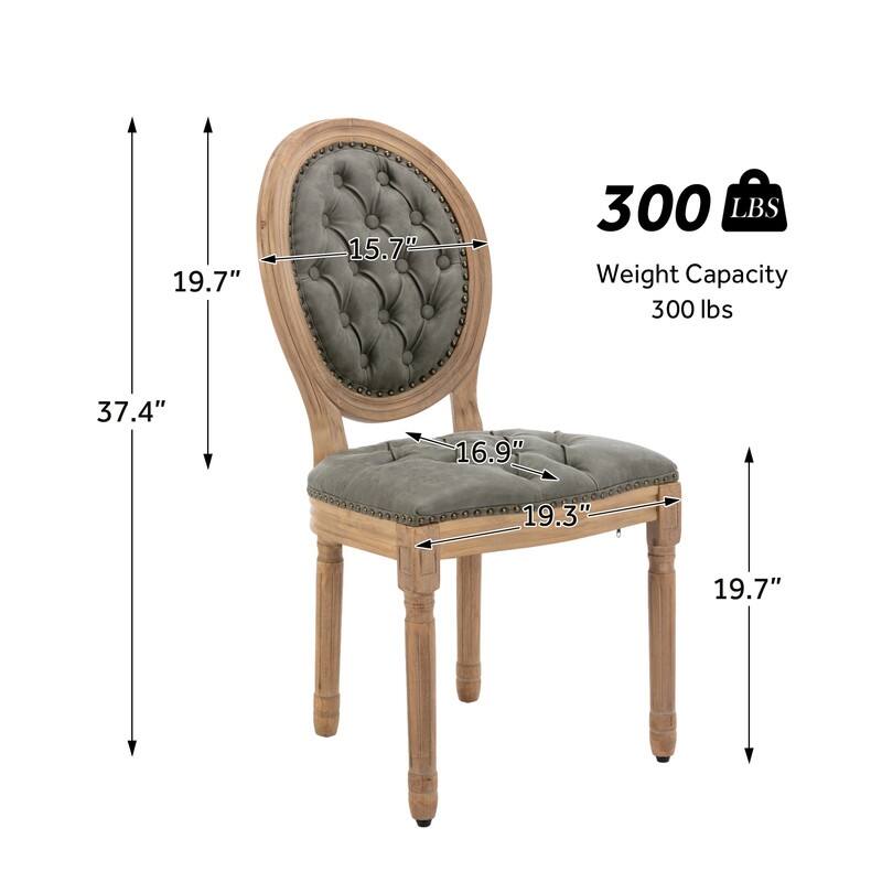 French Chair Dining Chair Solid Wood with Nailhead Trim Set of 2