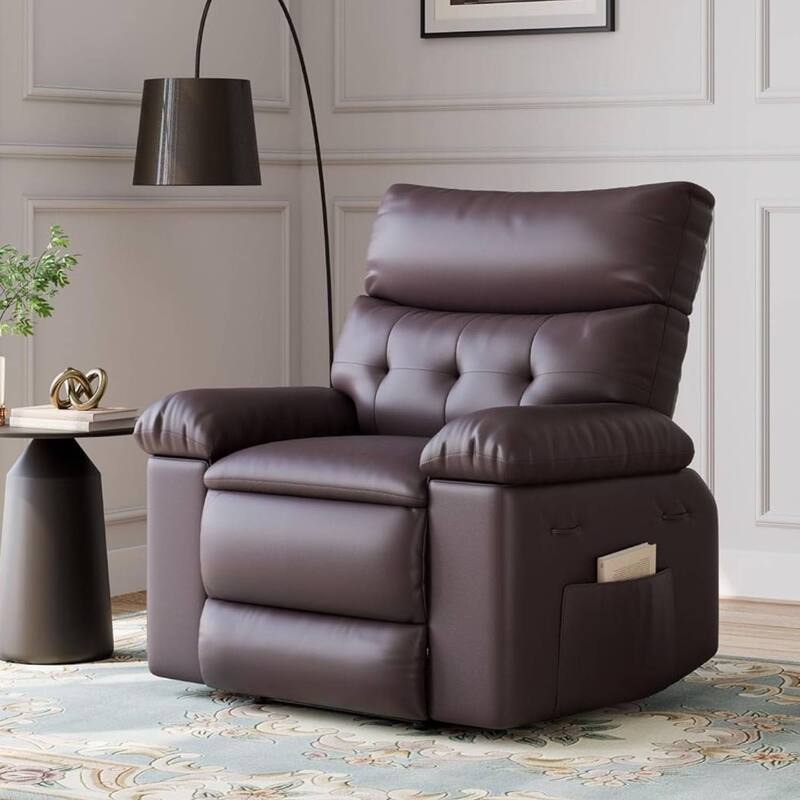 Extra Wide Manual Recliner Sofa Lazy Chair for Living Room, Bedroom - Dark Brown