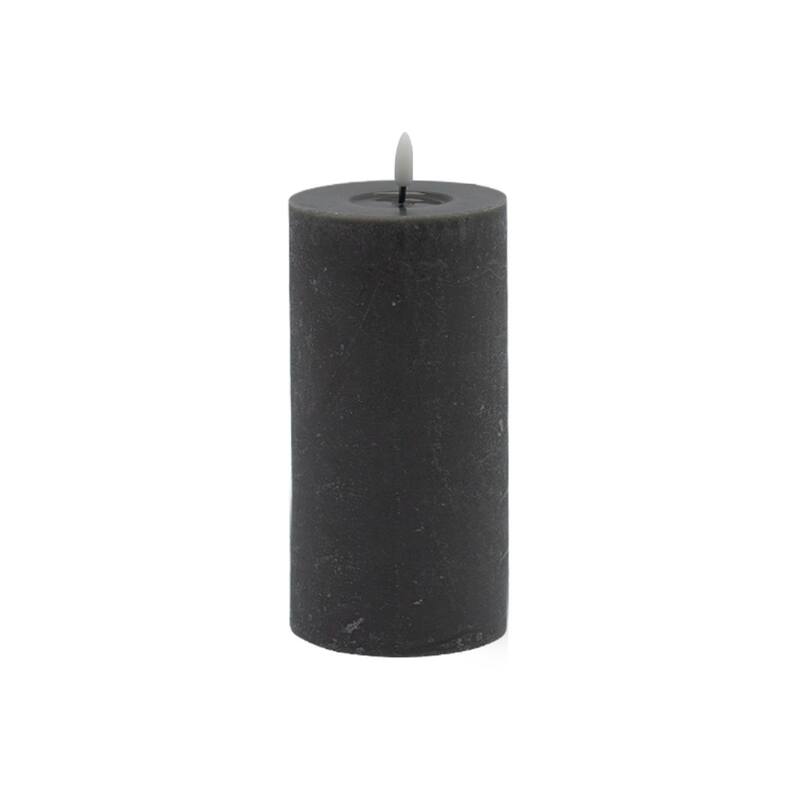 Battery Operated 3D Flame Large LED Pillar Candles - 8" - Gray