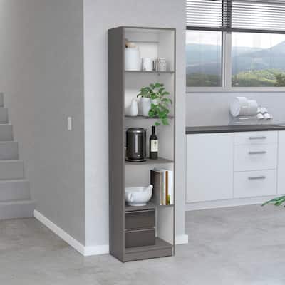Modern Design XS Slim Bookcase, Compact Bookshelf with Five Spacious Shelves