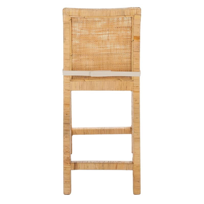 SAFAVIEH Mursel 24-inch Cane Counter Stool with Cushion - 22.6" x 18.1" x 38.6" - 23Wx18Dx39H