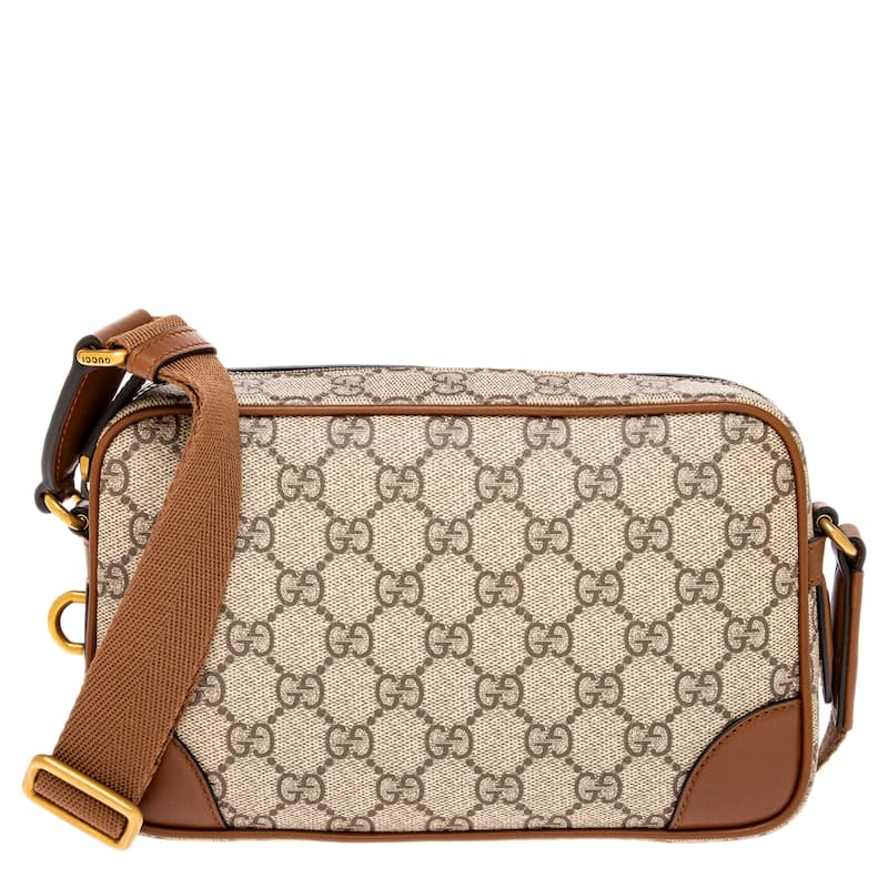 Gucci GG Emblem Embossed Super Mini Bag - Beige and Drak Brown